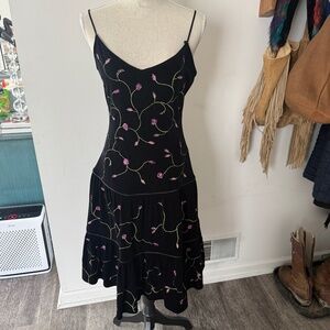 Vintage Betsey‎ Johnson New York Rare 90s Fairy Velvet Midi Dress Floral 10